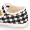 VICHY Cotton canvas Girl Mary Jane shoes with hook and loop strap closure and toe cap.