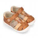 Nappa leather OKAA FLEX kids Sandal style shoes laceless in combinable colors.