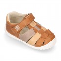 Nappa leather OKAA FLEX kids Sandal style shoes laceless in combinable colors.