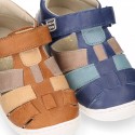 Nappa leather OKAA FLEX kids Sandal style shoes laceless in combinable colors.