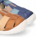 Nappa leather OKAA FLEX kids Sandal style shoes laceless in combinable colors.