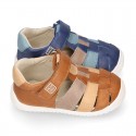 Nappa leather OKAA FLEX kids Sandal style shoes laceless in combinable colors.