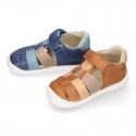 Nappa leather OKAA FLEX kids Sandal style shoes laceless in combinable colors.