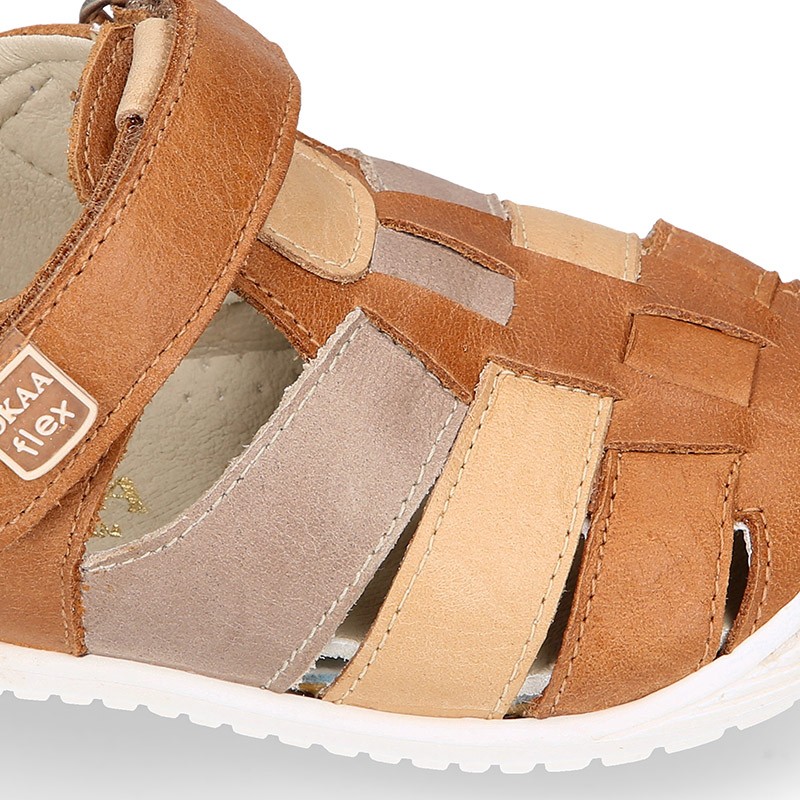 Nappa leather OKAA FLEX kids Sandal style shoes laceless in combinable  colors. CH200
