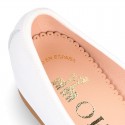 New white Soft leather CEREMONY ballet flats with adjustable ribbon.