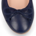 New white Soft leather CEREMONY ballet flats with adjustable ribbon.