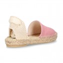 MAKE UP PINK LINEN Canvas Girl espadrille shoes with ties closure design.