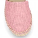 MAKE UP PINK LINEN Canvas Girl espadrille shoes with ties closure design.