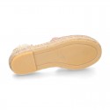 MAKE UP PINK LINEN Canvas Girl espadrille shoes with ties closure design.
