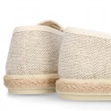 LINEN canvas MOCCASIN style espadrille shoes with tassels in NATURAL color.