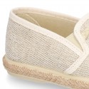LINEN canvas MOCCASIN style espadrille shoes with tassels in NATURAL color.