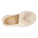 LINEN canvas MOCCASIN style espadrille shoes with tassels in NATURAL color.