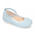 Serratex canvas Mary Janes dancer style with crossed ribbons or buckle fastening.