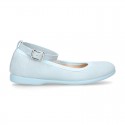 Serratex canvas Mary Janes dancer style with crossed ribbons or buckle fastening.