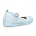 Serratex canvas Mary Janes dancer style with crossed ribbons or buckle fastening.