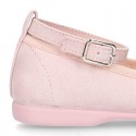 Serratex canvas Mary Janes dancer style with crossed ribbons or buckle fastening.