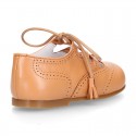 CAMEL Nappa leather ENGLISH style shoes with laces with tassels.