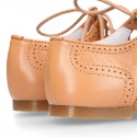 CAMEL Nappa leather ENGLISH style shoes with laces with tassels.