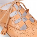 CAMEL Nappa leather ENGLISH style shoes with laces with tassels.