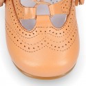 CAMEL Nappa leather ENGLISH style shoes with laces with tassels.