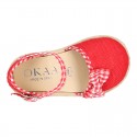 Red Linen canvas Girl espadrille shoes with VICHY design.