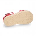 Red Linen canvas Girl espadrille shoes with VICHY design.