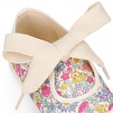 Girl LIBERTY Cotton canvas Mary Jane shoes ANGEL style with toe cap.