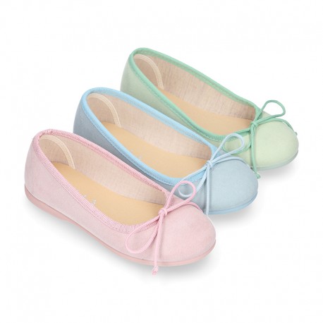 Serratex canvas Girl Ballet flat shoes with adjustable ribbon in PASTEL colors.