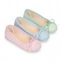 Serratex canvas Girl Ballet flat shoes with adjustable ribbon in PASTEL colors.