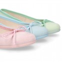 Serratex canvas Girl Ballet flat shoes with adjustable ribbon in PASTEL colors.