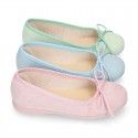 Bailarina niña con lazo ajustable en lona Serratex en colores PASTELES.