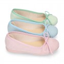 Serratex canvas Girl Ballet flat shoes with adjustable ribbon in PASTEL colors.