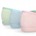 Serratex canvas Girl Ballet flat shoes with adjustable ribbon in PASTEL colors.