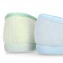 Serratex canvas Girl Ballet flat shoes with adjustable ribbon in PASTEL colors.