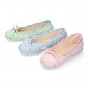 Serratex canvas Girl Ballet flat shoes with adjustable ribbon in PASTEL colors.
