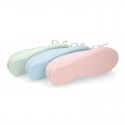 Serratex canvas Girl Ballet flat shoes with adjustable ribbon in PASTEL colors.