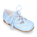 BLUE Nappa leather ENGLISH style shoes with laces with tassels.