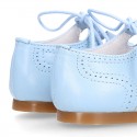 BLUE Nappa leather ENGLISH style shoes with laces with tassels.