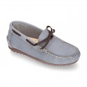 SOFT Nobuck leather Kids Moccasin shoes with contraste bows.