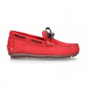 SOFT Nobuck leather Kids Moccasin shoes with contraste bows.