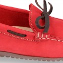 SOFT Nobuck leather Kids Moccasin shoes with contraste bows.