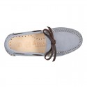 SOFT Nobuck leather Kids Moccasin shoes with contraste bows.