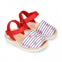 Soft Nappa leather kids Menorquina sandals with ANCHORS design.