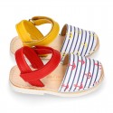 Soft Nappa leather kids Menorquina sandals with ANCHORS design.