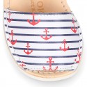 Soft Nappa leather kids Menorquina sandals with ANCHORS design.