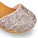 GLITTER Suede Leather wooden Girl Sandal shoes CLOG style.