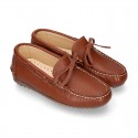 EXTRA SOFT nappa leather Kids moccasin shoes with bows.