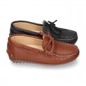 EXTRA SOFT nappa leather Kids moccasin shoes with bows.