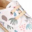 CACTUS design canvas Kids Laces up style espadrille shoes.