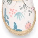 CACTUS design canvas Kids Laces up style espadrille shoes.